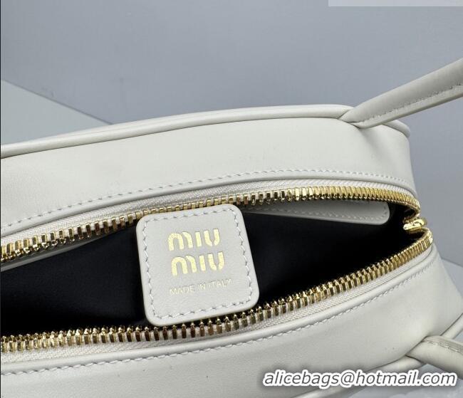 Top Quality Miu Miu Beau Leather Bowling Bag 5BB193 White 2026