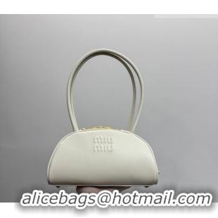 Big Discount Miu Miu Beau Leather Bowling Bag 5BB192 White 2026