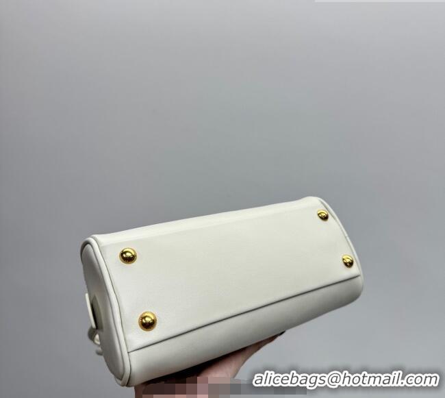 Big Discount Miu Miu Beau Leather Bowling Bag 5BB192 White 2026