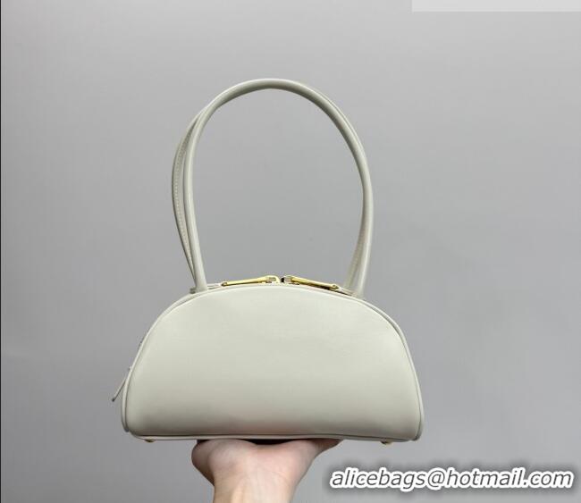 Big Discount Miu Miu Beau Leather Bowling Bag 5BB192 White 2026