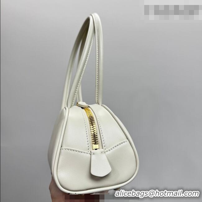 Big Discount Miu Miu Beau Leather Bowling Bag 5BB192 White 2026