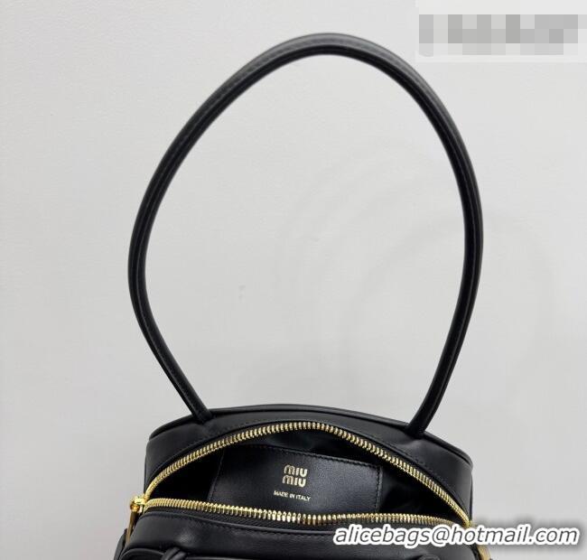 Top Grade Miu Miu Beau Leather Bowling Bag 5BB192 Black 2026