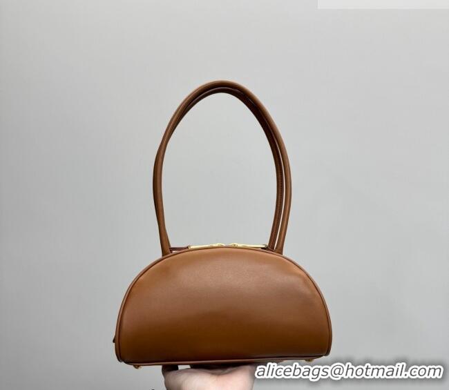 Luxury Cheap Miu Miu Beau Leather Bowling Bag 5BB192 Cognac Brown 2026