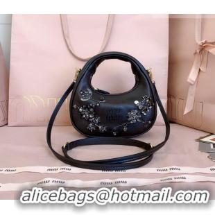 Top Grade Miu Miu Wander embroidered duchesse mini-bag 5BP078 Black 2026