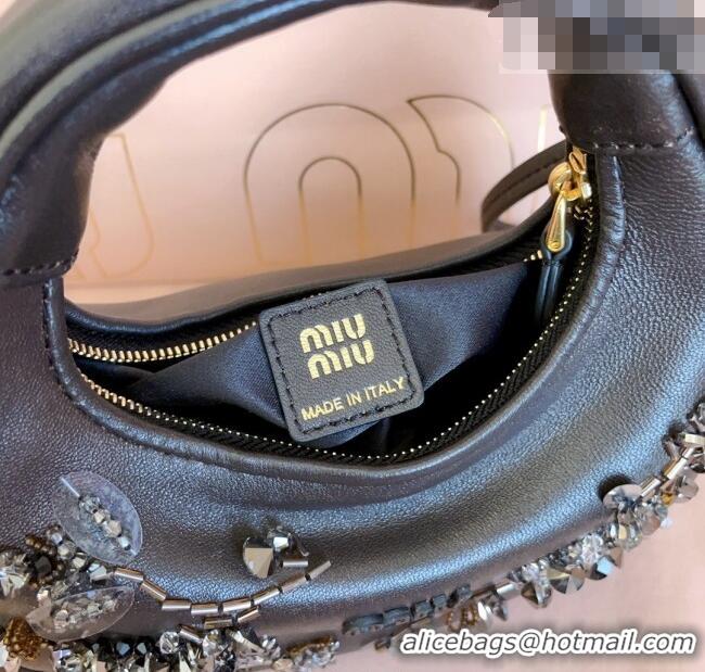 Top Grade Miu Miu Wander embroidered duchesse mini-bag 5BP078 Black 2026