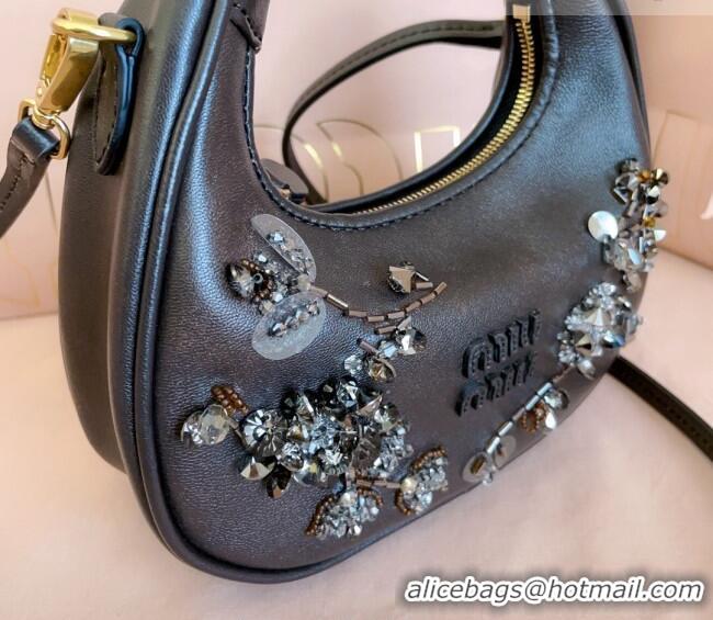 Top Grade Miu Miu Wander embroidered duchesse mini-bag 5BP078 Black 2026