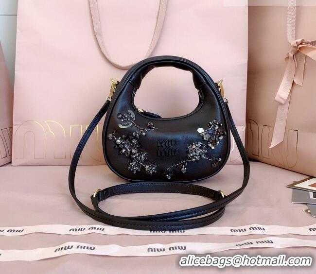 Top Grade Miu Miu Wander embroidered duchesse mini-bag 5BP078 Black 2026