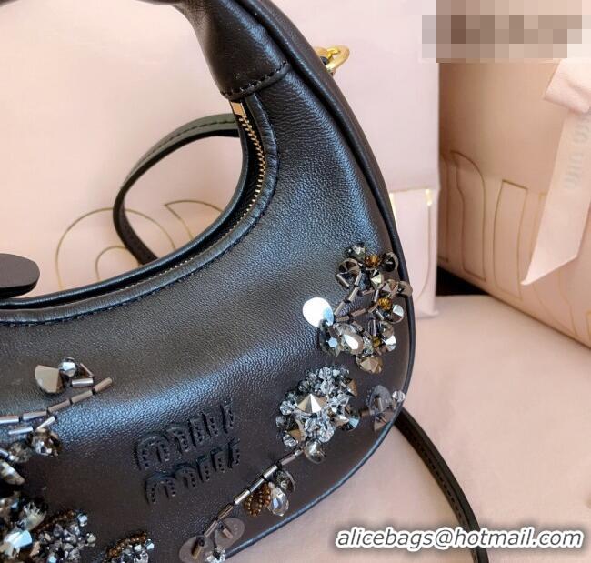 Top Grade Miu Miu Wander embroidered duchesse mini-bag 5BP078 Black 2026