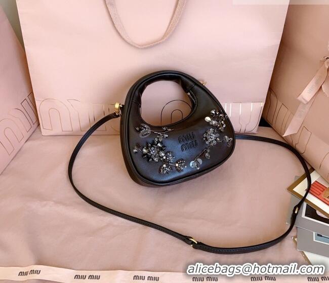 Top Grade Miu Miu Wander embroidered duchesse mini-bag 5BP078 Black 2026