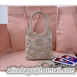 Good Product Miu Miu IVY embroidered gabardine bag 5BA281 White 2026