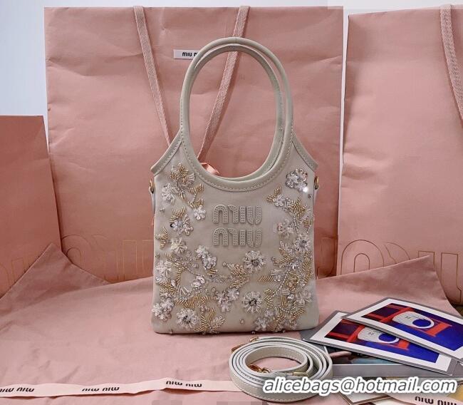 Good Product Miu Miu IVY embroidered gabardine bag 5BA281 White 2026