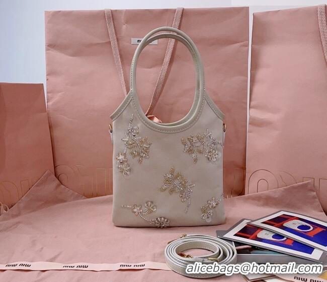 Good Product Miu Miu IVY embroidered gabardine bag 5BA281 White 2026