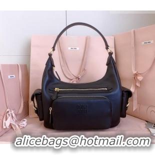 Reasonable Price Miu Miu Pocket nappa leather hobo bag 5BC189 Black 2026