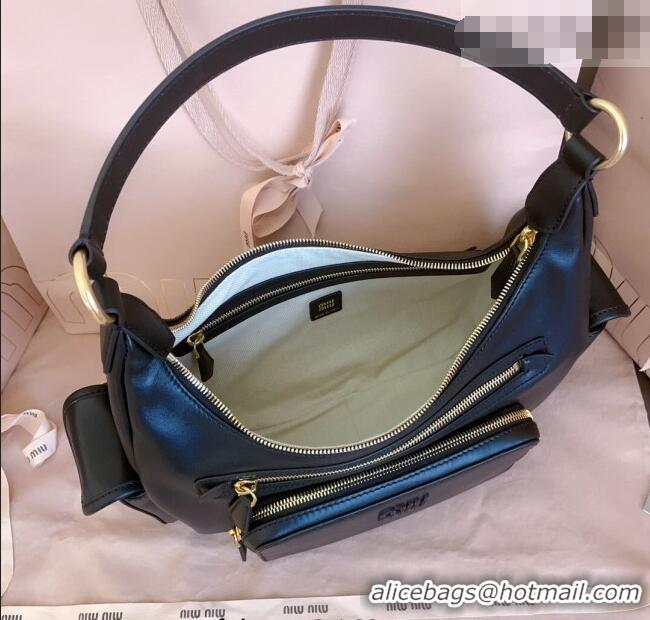 Reasonable Price Miu Miu Pocket nappa leather hobo bag 5BC189 Black 2026
