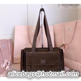 Top Design Miu Miu Pocket Suede Shoulder Bag 5BA178 Briarwood Brown 2026