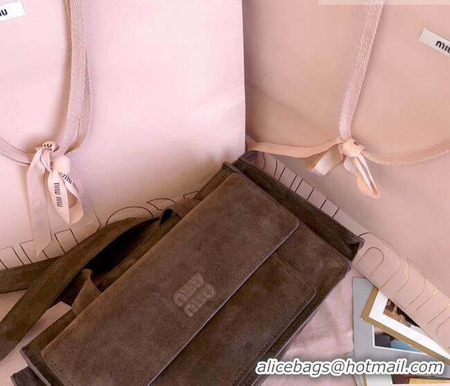 Top Design Miu Miu Pocket Suede Shoulder Bag 5BA178 Briarwood Brown 2026