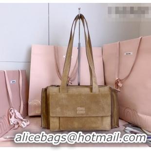 Top Grade Miu Miu Pocket Suede Shoulder Bag 5BA178 Ecru Beige 2026