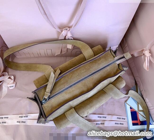 Top Grade Miu Miu Pocket Suede Shoulder Bag 5BA178 Ecru Beige 2026