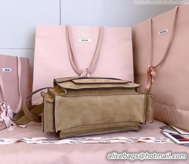 Top Grade Miu Miu Pocket Suede Shoulder Bag 5BA178 Ecru Beige 2026