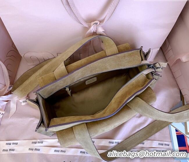 Top Grade Miu Miu Pocket Suede Shoulder Bag 5BA178 Ecru Beige 2026