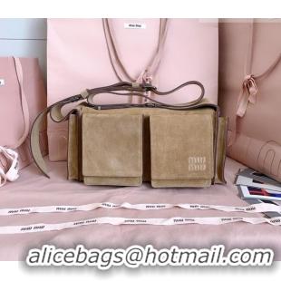 Super Quality Miu Miu Pocket Suede Shoulder Bag 5BA175 Ecru Beige 2026