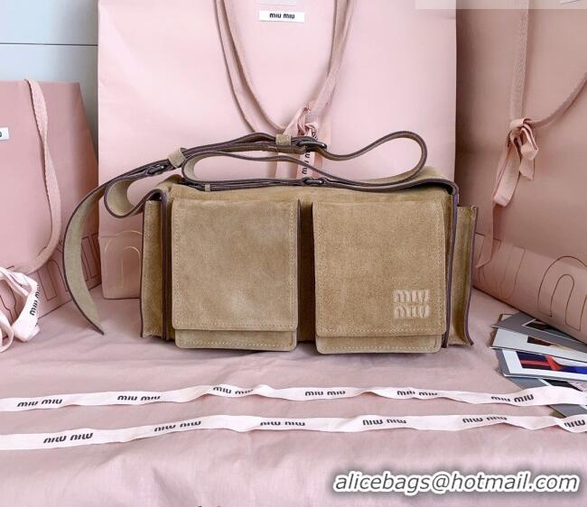 Super Quality Miu Miu Pocket Suede Shoulder Bag 5BA175 Ecru Beige 2026