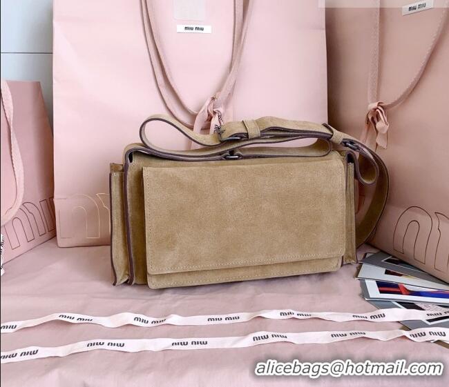 Super Quality Miu Miu Pocket Suede Shoulder Bag 5BA175 Ecru Beige 2026