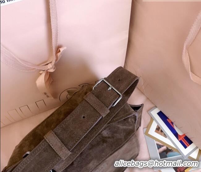 Good Taste Miu Miu Pocket Suede Messenger Bag 5BA175 Briarwood Brown 2026