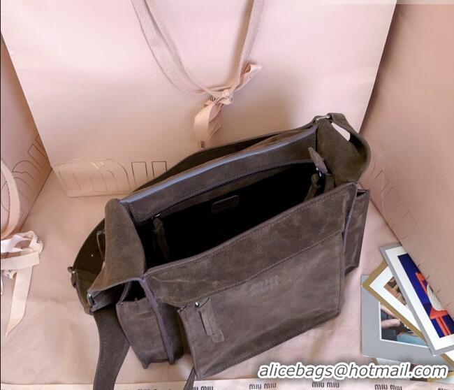 Good Taste Miu Miu Pocket Suede Messenger Bag 5BA175 Briarwood Brown 2026