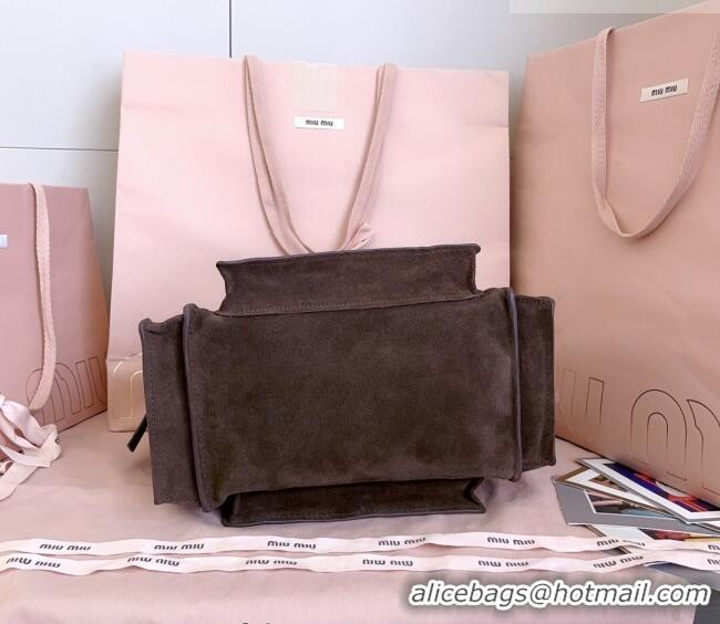 Good Taste Miu Miu Pocket Suede Messenger Bag 5BA175 Briarwood Brown 2026