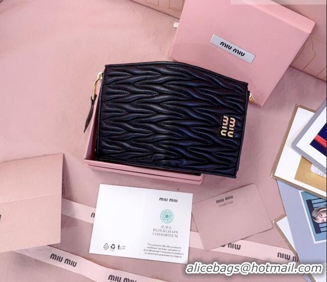 Top Quality Miu Miu Matelasse Nappa Leather Pocket Wallet 5MV017 Black 2026