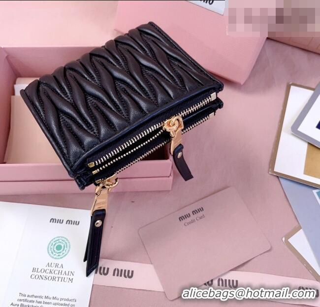 Top Quality Miu Miu Matelasse Nappa Leather Pocket Wallet 5MV017 Black 2026