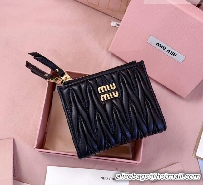 Top Quality Miu Miu Matelasse Nappa Leather Pocket Wallet 5MV017 Black 2026