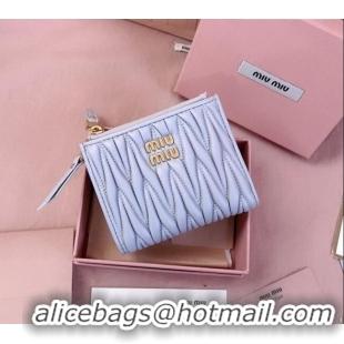 Famous Brand Miu Miu Matelasse Nappa Leather Pocket Wallet 5MV017 Blue 2026