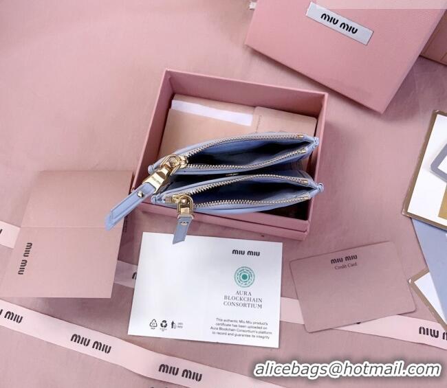 Famous Brand Miu Miu Matelasse Nappa Leather Pocket Wallet 5MV017 Blue 2026