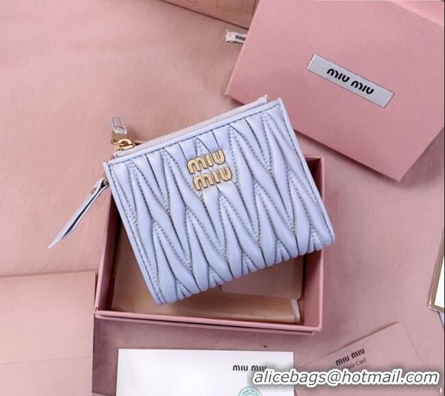Famous Brand Miu Miu Matelasse Nappa Leather Pocket Wallet 5MV017 Blue 2026