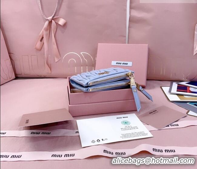Famous Brand Miu Miu Matelasse Nappa Leather Pocket Wallet 5MV017 Blue 2026