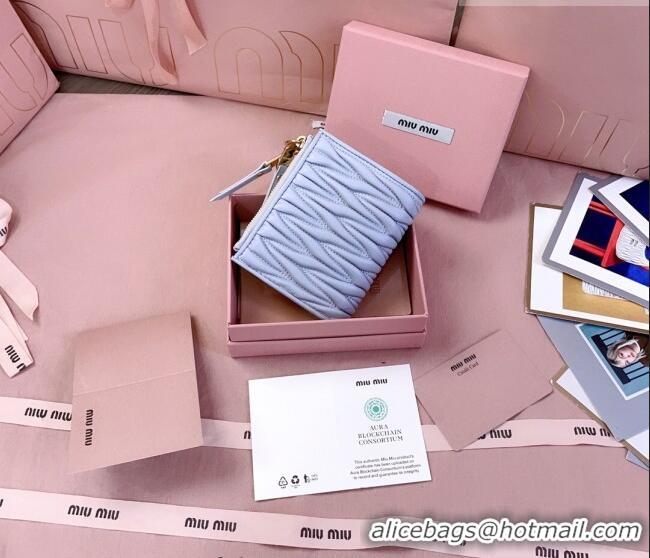 Famous Brand Miu Miu Matelasse Nappa Leather Pocket Wallet 5MV017 Blue 2026