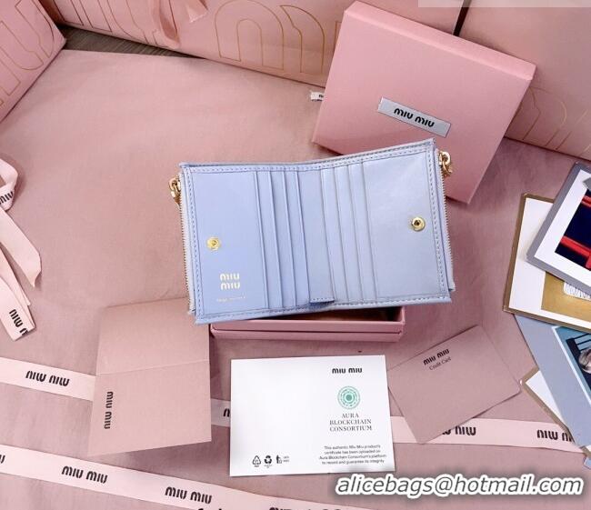 Famous Brand Miu Miu Matelasse Nappa Leather Pocket Wallet 5MV017 Blue 2026