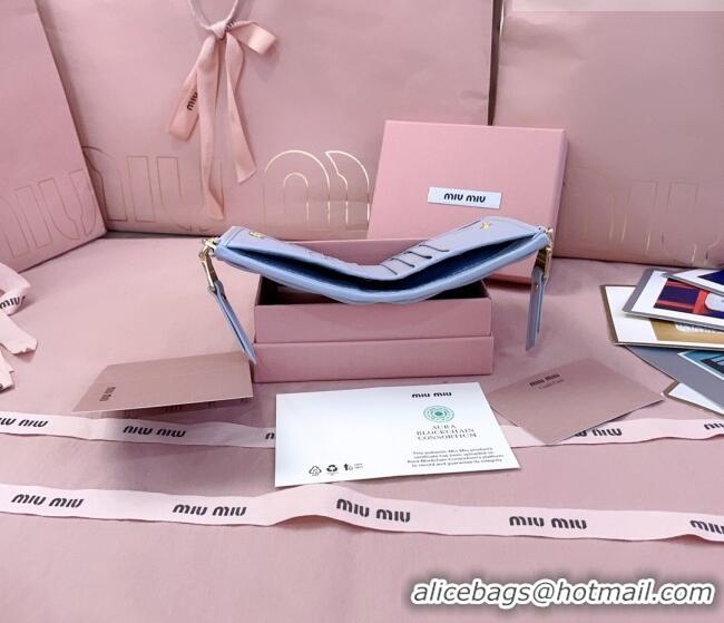 Famous Brand Miu Miu Matelasse Nappa Leather Pocket Wallet 5MV017 Blue 2026