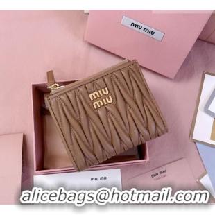 Big Discount Miu Miu Matelasse Nappa Leather Pocket Wallet 5MV017 Brown 2026