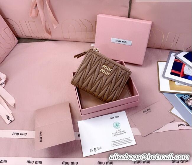 Big Discount Miu Miu Matelasse Nappa Leather Pocket Wallet 5MV017 Brown 2026