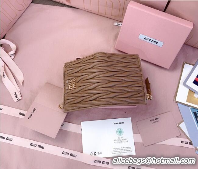 Big Discount Miu Miu Matelasse Nappa Leather Pocket Wallet 5MV017 Brown 2026