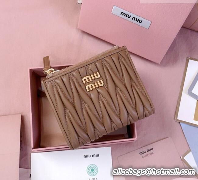 Big Discount Miu Miu Matelasse Nappa Leather Pocket Wallet 5MV017 Brown 2026