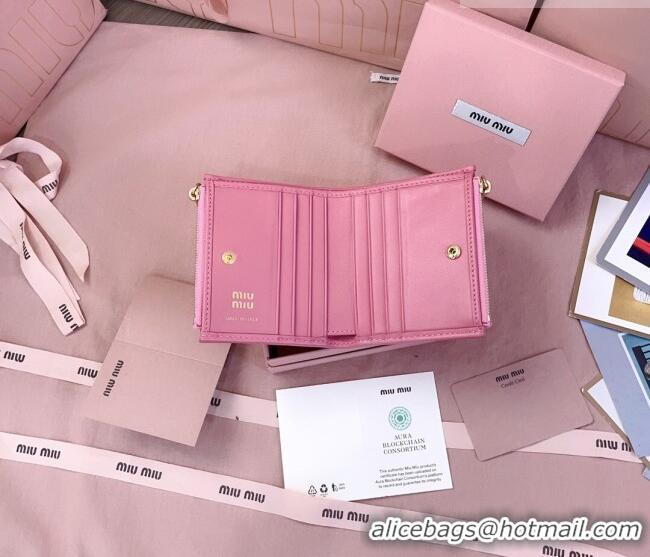 Luxury Cheap Miu Miu Matelasse Nappa Leather Pocket Wallet 5MV017 Begonia Pink 2026