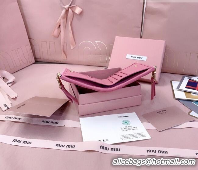 Luxury Cheap Miu Miu Matelasse Nappa Leather Pocket Wallet 5MV017 Begonia Pink 2026