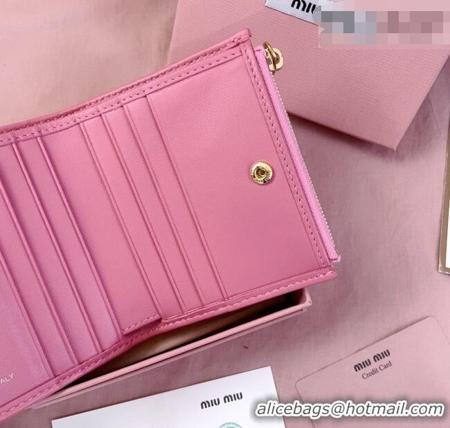 Luxury Cheap Miu Miu Matelasse Nappa Leather Pocket Wallet 5MV017 Begonia Pink 2026