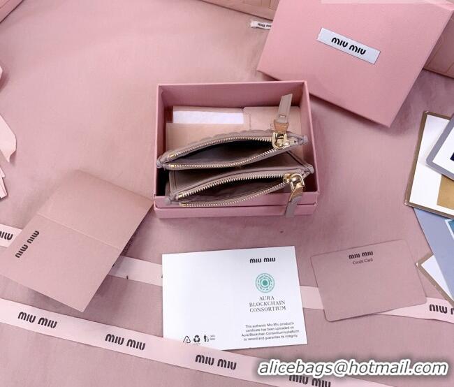 Big Discount Miu Miu Matelasse Nappa Leather Pocket Wallet 5MV017 Powder Pink 2026