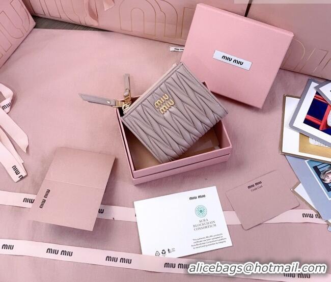 Big Discount Miu Miu Matelasse Nappa Leather Pocket Wallet 5MV017 Powder Pink 2026