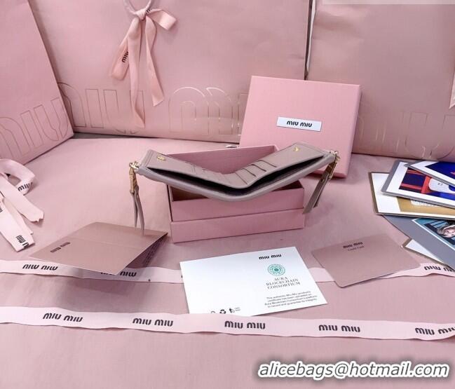 Big Discount Miu Miu Matelasse Nappa Leather Pocket Wallet 5MV017 Powder Pink 2026
